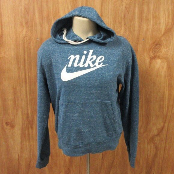 NIKE Sportswear Gym Vintage Hoodie Sz S Space Dye Blue CJ1691 Center Swoosh Logo - Picture 4 of 12
